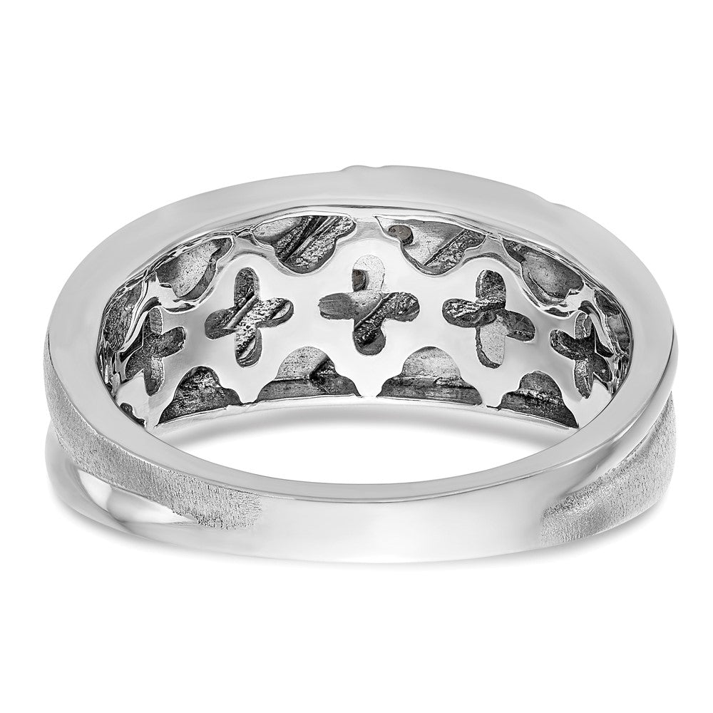 IBGoodman 14k White Gold 1/6 carat Lab Grown Diamond VS/SI+ G+ Three Stone Complete Men's Ring