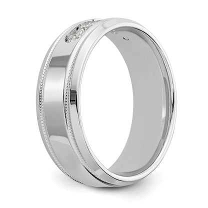 True Origin 14K White Gold 1/2 carat Lab Grown Diamond VS+ F+ Size 9 Complete Bevel Miligrain Band