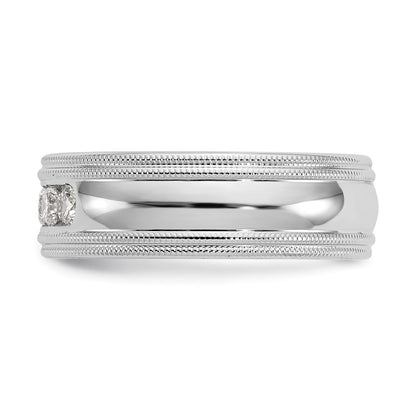 True Origin 14K White Gold 1/2 carat Lab Grown Diamond VS+ F+ Size 9 Complete Double Miligrain Band