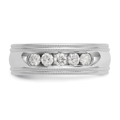 True Origin 14K White Gold 1/2 carat Lab Grown Diamond VS+ F+ Size 9 Complete Double Miligrain Band