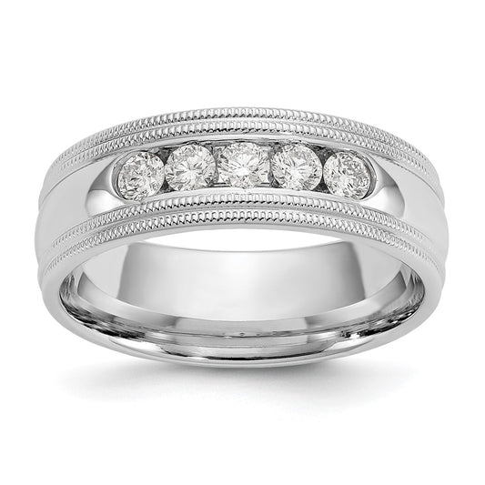 True Origin 14K White Gold 1/2 carat Lab Grown Diamond VS+ F+ Size 10.5 Complete Double Miligrain Band