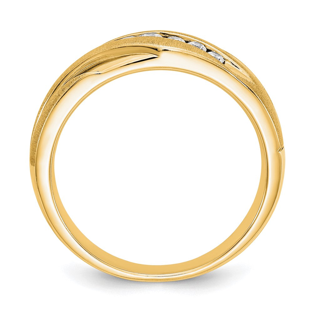 True Origin 14K Yellow Gold Men's 1/4 carat Lab Grown Diamond VS+ F+ Complete Brushed and Polished Band