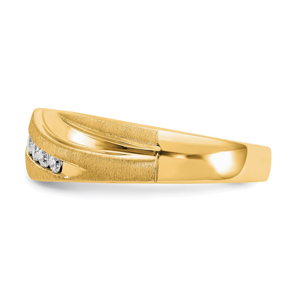 True Origin 14K Yellow Gold Men's 1/4 carat Lab Grown Diamond VS+ F+ Complete Brushed and Polished Band