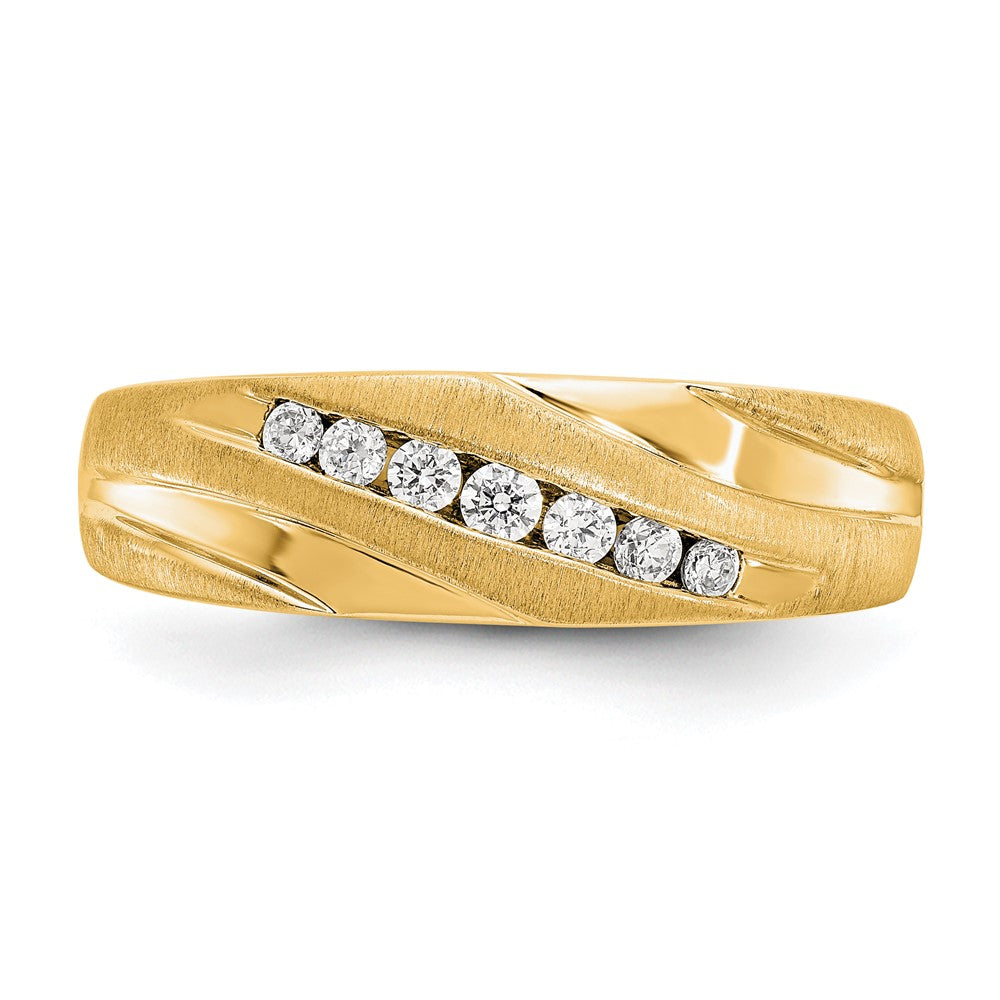 True Origin 14K Yellow Gold Men's 1/4 carat Lab Grown Diamond VS+ F+ Complete Brushed and Polished Band