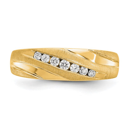 True Origin 14K Yellow Gold Men's 1/4 carat Lab Grown Diamond VS+ F+ Complete Brushed and Polished Band
