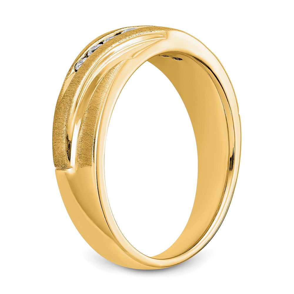 True Origin 14K Yellow Gold Men's 1/4 carat Lab Grown Diamond VS+ F+ Complete Brushed and Polished Band