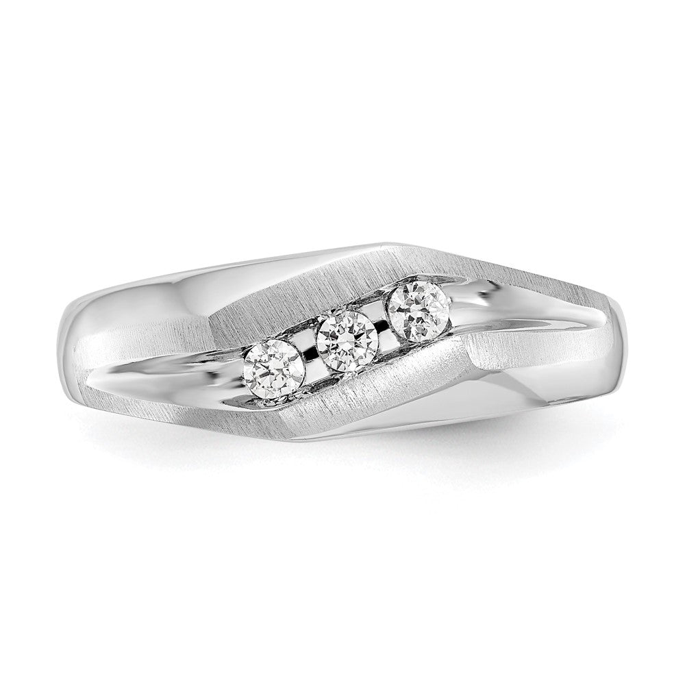 True Origin 14K White Gold Men's 1/5 carat Lab Grown Diamond VS+ F+ Complete Brushed and Polished Band