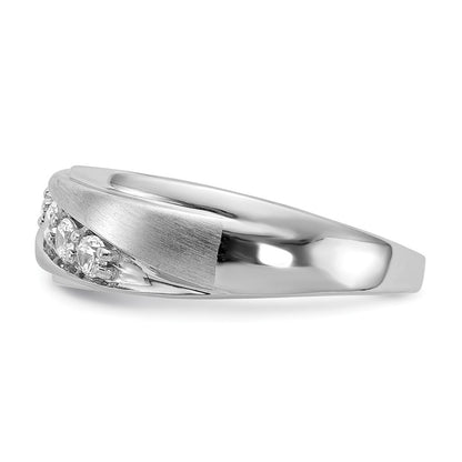 14k White Gold 5-Stone Polished and Satin 3/8 carat Diamond Complete Men's Ring