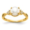 14k 7mm June/Freshwater Cultured Pearl and Diamond Ring