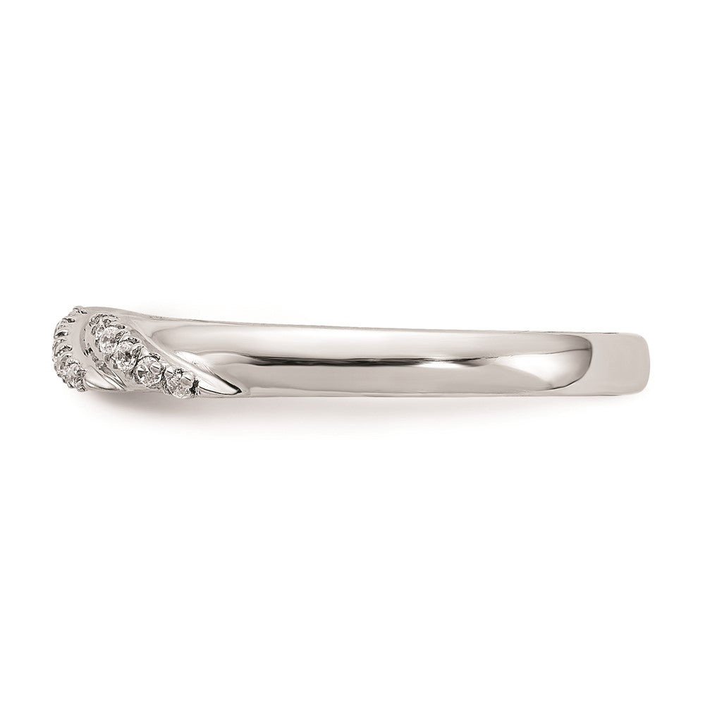 14K White Gold AA Quality 1/15 carat Diamond Trio Ladies Complete Wedding Band