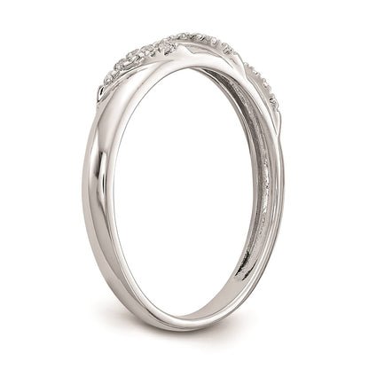 14K White Gold AA Quality 1/15 carat Diamond Trio Ladies Complete Wedding Band