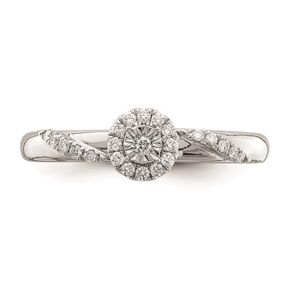 14K White Gold Halo AA Quality 1/8 carat Diamond Trio Complete Engagement Ring