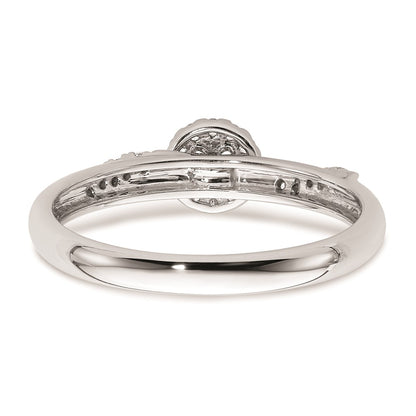 14K White Gold Halo AA Quality 1/8 carat Diamond Trio Complete Engagement Ring