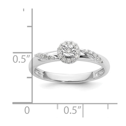 14K White Gold Halo AA Quality 1/8 carat Diamond Trio Complete Engagement Ring
