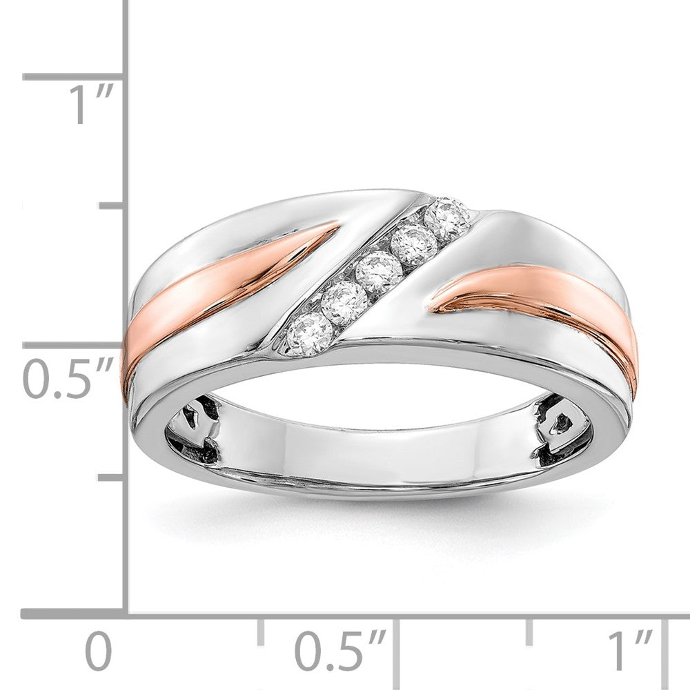 14k White and Rose Gold 5-Stone 1/5 carat Diamond Complete Men's Band