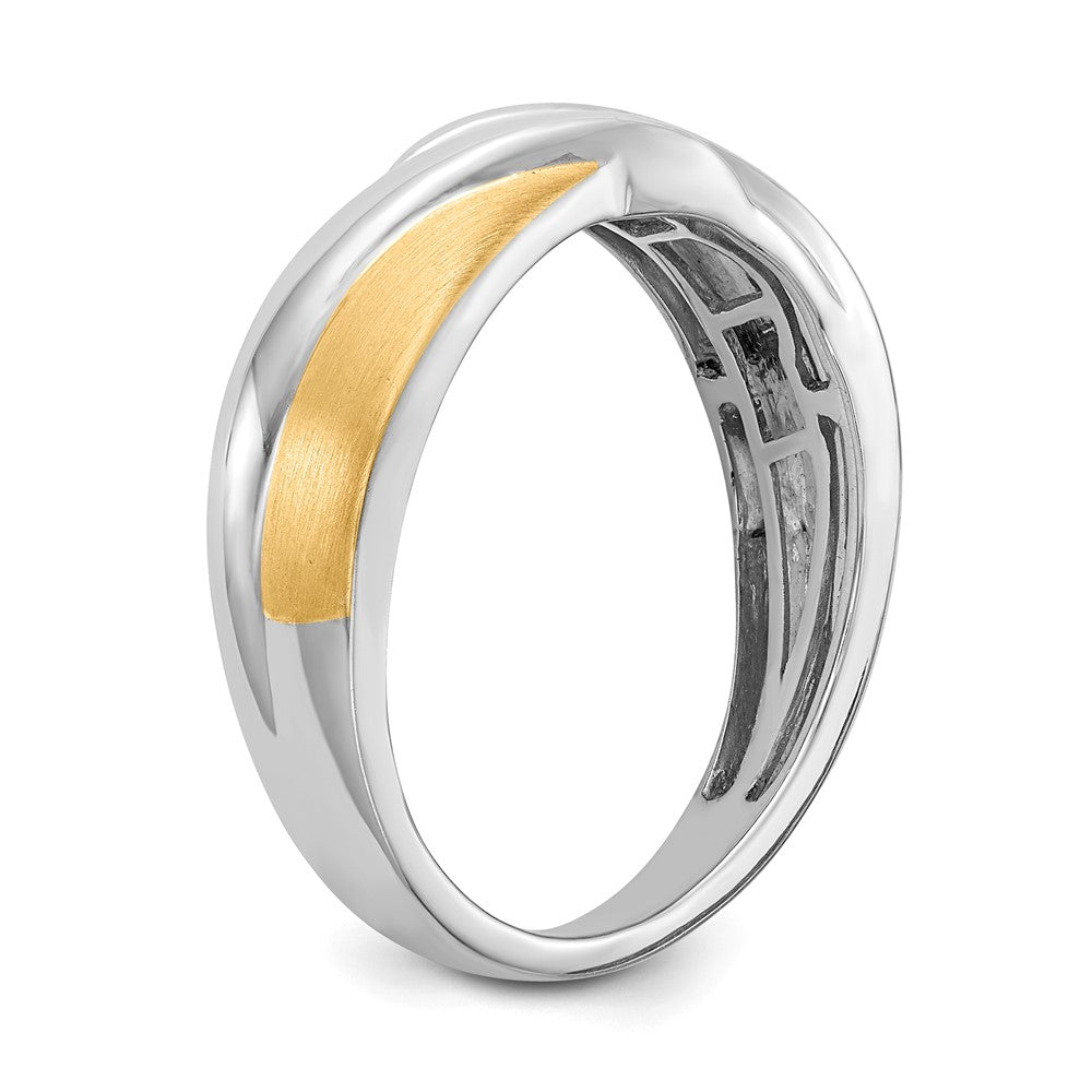 14k Two-tone 3-Stone 1/6 carat Diamond Complete Men's Ring