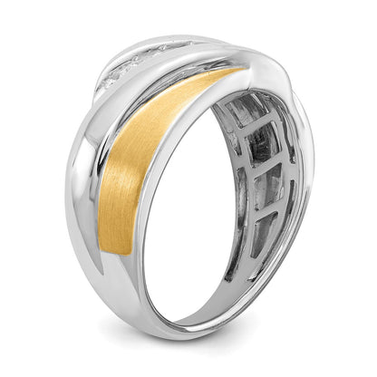 14k Two-tone 7-Stone 1/3 carat Diamond Complete Men's Ring