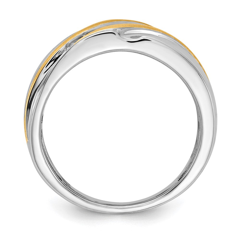 14k Two-tone 7-Stone 1/4 carat Diamond Complete Men's Ring, SATIN: UP&DOWN