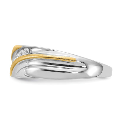 14k Two-tone 7-Stone 1/4 carat Diamond Complete Men's Ring, SATIN: UP&DOWN