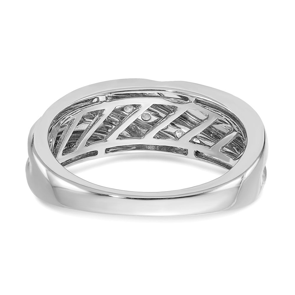 14k Two-tone 7-Stone 1/4 carat Diamond Complete Men's Ring, SATIN: UP&DOWN