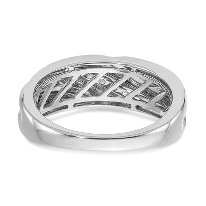 14k Two-tone 7-Stone 1/4 carat Diamond Complete Men's Ring, SATIN: UP&DOWN