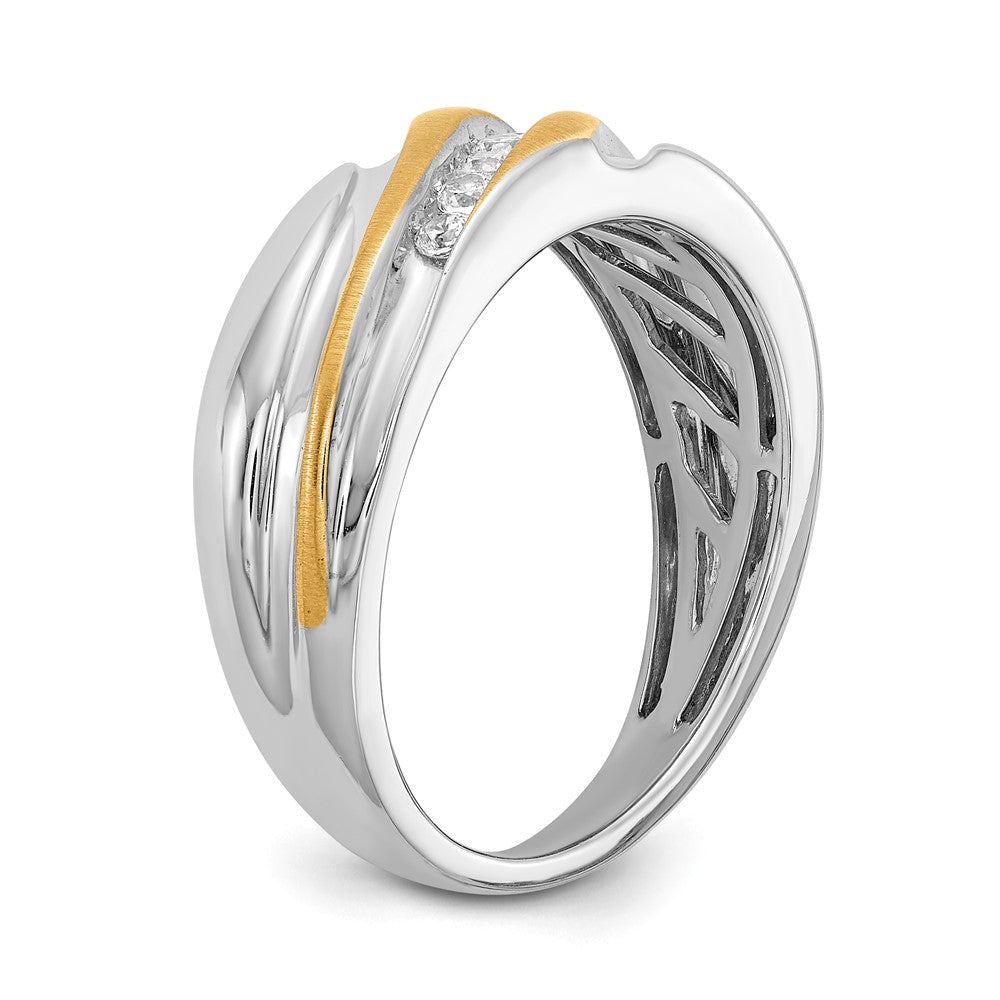 14k Two-tone 7-Stone 1/4 carat Diamond Complete Men's Ring, SATIN: UP&DOWN