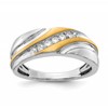 14k Two-tone 7-Stone 1/4 carat Diamond Complete Men's Ring, SATIN: UP&DOWN