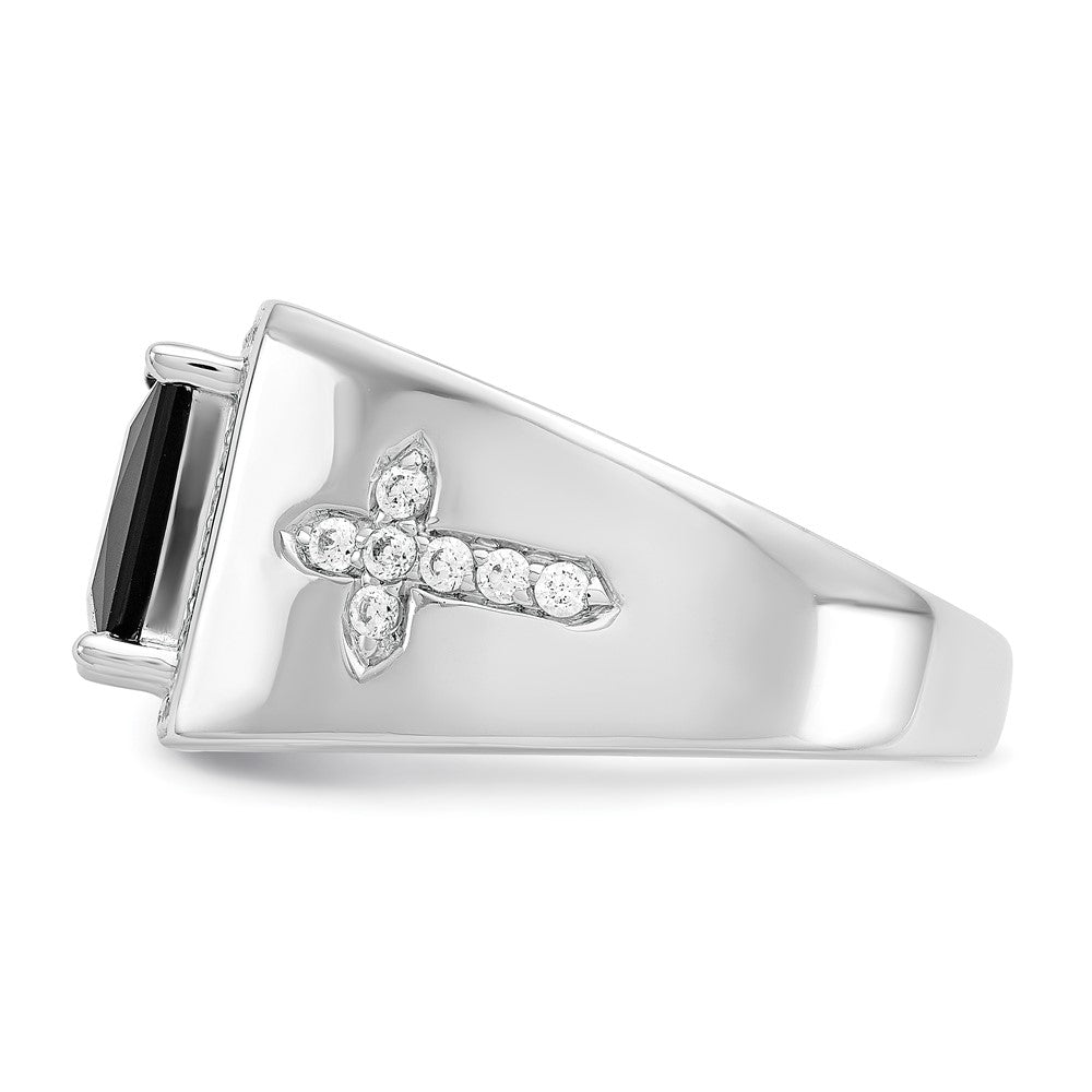 IBGoodman 14k White Gold 1/2 carat Lab Grown Diamond VS/SI+ G+ and Onyx Side Cross Men's Ring