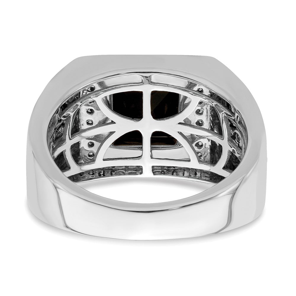 IBGoodman 14k White Gold 1/2 carat Lab Grown Diamond VS/SI+ G+ and Onyx Side Cross Men's Ring