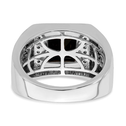 IBGoodman 14k White Gold 1/2 carat Lab Grown Diamond VS/SI+ G+ and Onyx Side Cross Men's Ring