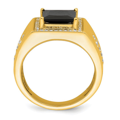 IBGoodman 14k 1/2 carat Lab Grown Diamond VS/SI+ G+ and Onyx Side Cross Men's Ring
