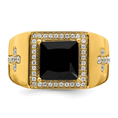 IBGoodman 14k 1/2 carat Lab Grown Diamond VS/SI+ G+ and Onyx Side Cross Men's Ring