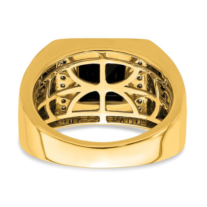 IBGoodman 14k 1/2 carat Lab Grown Diamond VS/SI+ G+ and Onyx Side Cross Men's Ring