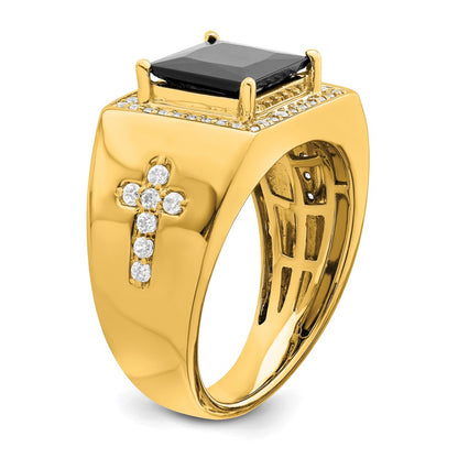 IBGoodman 14k 1/2 carat Lab Grown Diamond VS/SI+ G+ and Onyx Side Cross Men's Ring