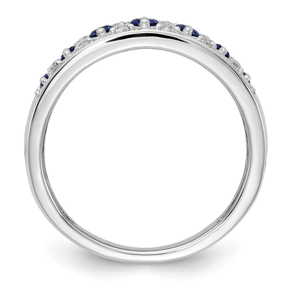 14k White Gold 1/5 carat Lab Grown Diamond VS/SI+ G+ and Lab Created Blue Sapphire Complete Fancy Ring