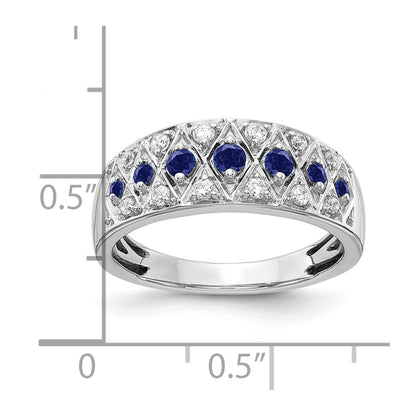 14k White Gold 1/5 carat Lab Grown Diamond VS/SI+ G+ and Lab Created Blue Sapphire Complete Fancy Ring