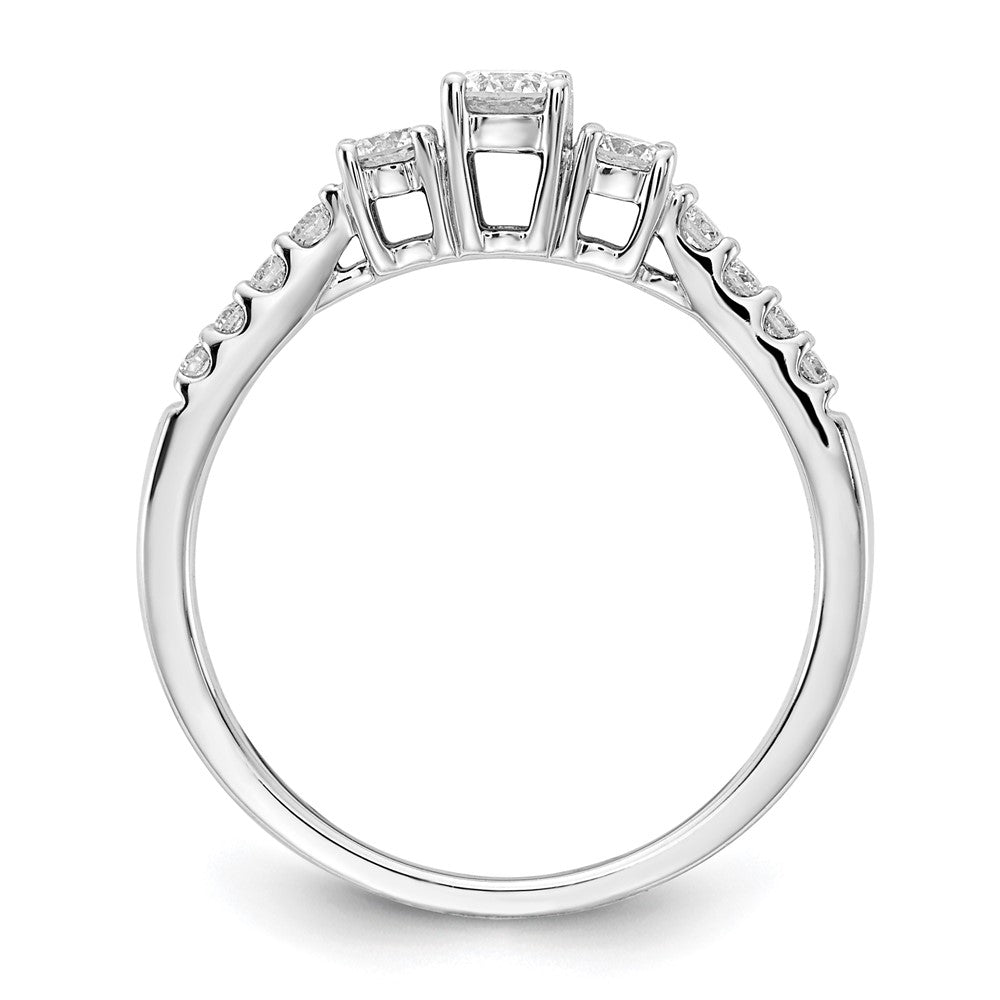 14k White Gold 1/2 carat Lab Grown Diamond VS/SI+ G+ Complete Three Stone Size 9 Engagement Ring