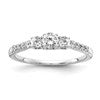 14k White Gold 1/2 carat Lab Grown Diamond VS/SI+ G+ Complete Three Stone Size 9 Engagement Ring