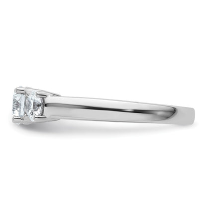 14k White Gold 1 carat Lab Grown Diamond VS+ F+ Three Stone Complete Engagement Ring