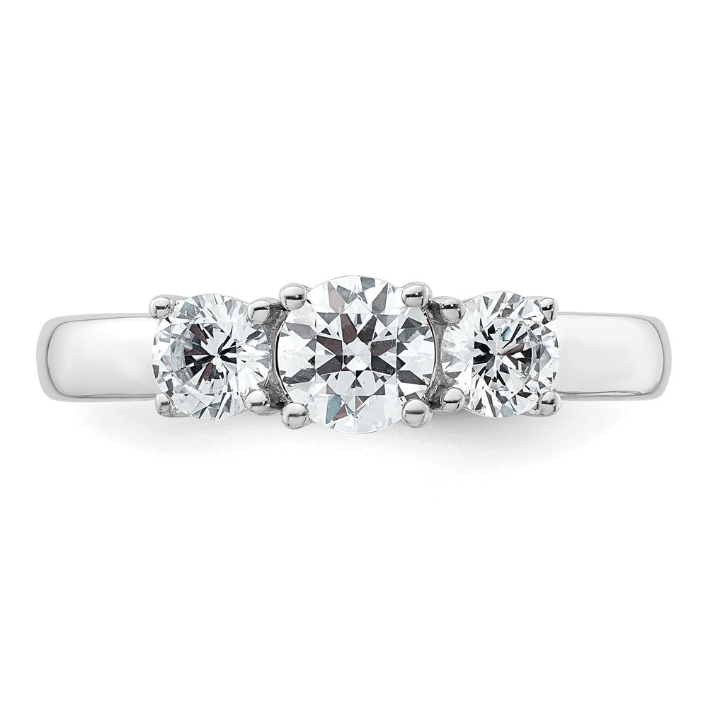 14k White Gold 1 carat Lab Grown Diamond VS+ F+ Three Stone Complete Engagement Ring