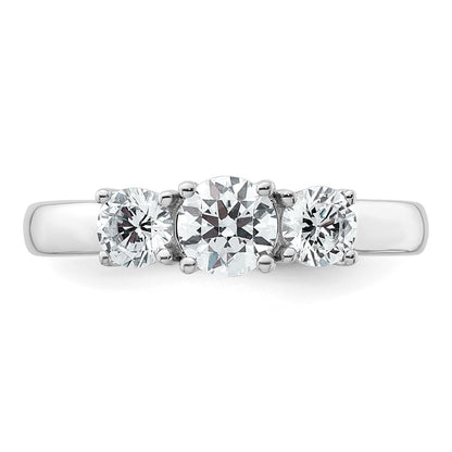 14k White Gold 1 carat Lab Grown Diamond VS+ F+ Three Stone Complete Engagement Ring
