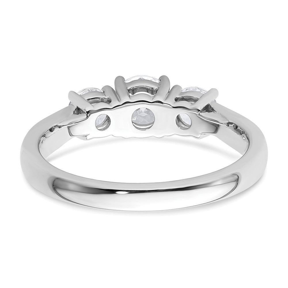 14k White Gold 1 carat Lab Grown Diamond VS+ F+ Three Stone Complete Engagement Ring