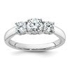 14k White Gold 1 carat Lab Grown Diamond VS+ F+ Three Stone Complete Engagement Ring