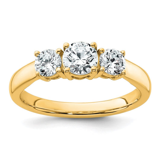 14k 1 carat Lab Grown Diamond VS+ F+ Three Stone Complete Engagement Ring