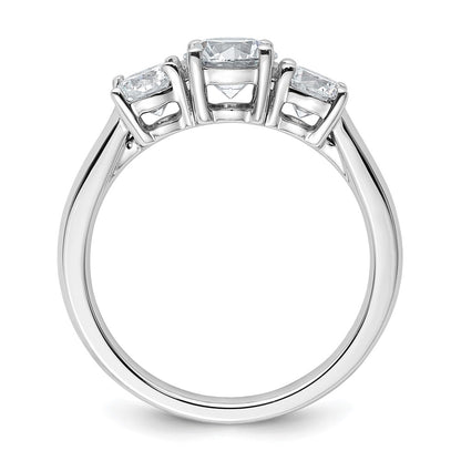 14k White Gold 1 1/2 carat Lab Grown Diamond VS+ F+ Three Stone Complete Engagement Ring