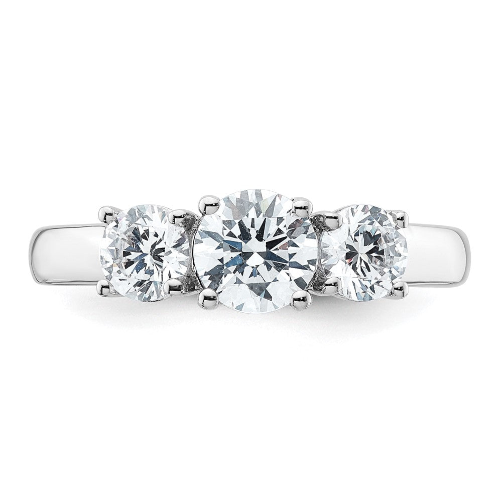 14k White Gold 1 1/2 carat Lab Grown Diamond VS+ F+ Three Stone Complete Engagement Ring