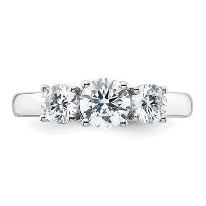 14k White Gold 1 1/2 carat Lab Grown Diamond VS+ F+ Three Stone Complete Engagement Ring