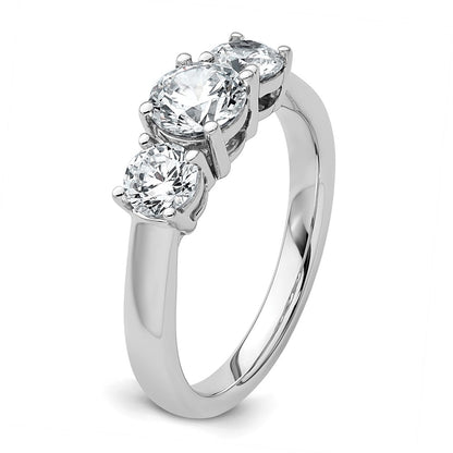 14k White Gold 1 1/2 carat Lab Grown Diamond VS+ F+ Three Stone Complete Engagement Ring