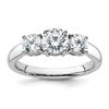 14k White Gold 1 1/2 carat Lab Grown Diamond VS+ F+ Three Stone Complete Engagement Ring