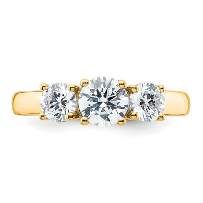 14k 1 1/2 carat Lab Grown Diamond VS+ F+ Three Stone Complete Engagement Ring